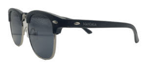 Óculos de Sol Berimbau Clubmaster Preto e Prata Lente Fumê
