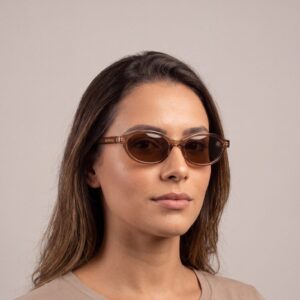 Óculos de Sol Mel Oval Caramelo Transparente Lente Marrom