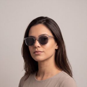 Óculos de Sol Névoa Redondo Cinza Transparente Lente Fumê